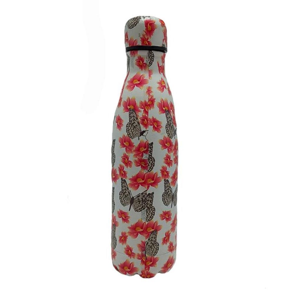 Garrafa de Água em Alumínio 500ml Flor Borboleta 695854 - Kit