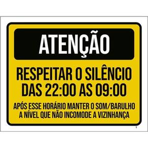 Kit 3 Placa Respeitar Silêncio Som Barulho Vizinho 36X46