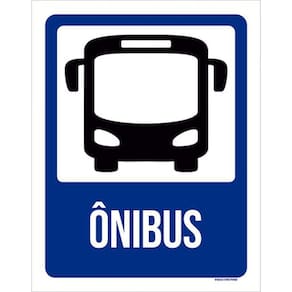 Kit 3 Placas Azul Ônibus Ícone 36X46