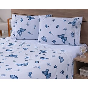 Jogo Lençol 4 Peças Cama Viúva 2,03Mx1,20Mx35Cm 100% Algodão