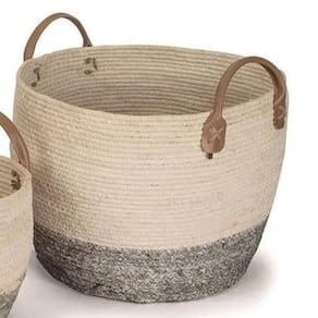 Cesto Elegance Seagrass Oval Alça De Couro - Jolitex