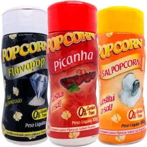 Combo 3 Temperos Pipoca Popcorn Sabores Picanha, Flavapop