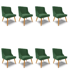 Kit 8 Cadeiras Estofadas para Sala de Jantar Pés Palito Lia Veludo Verde Esmeralda - Ibiza