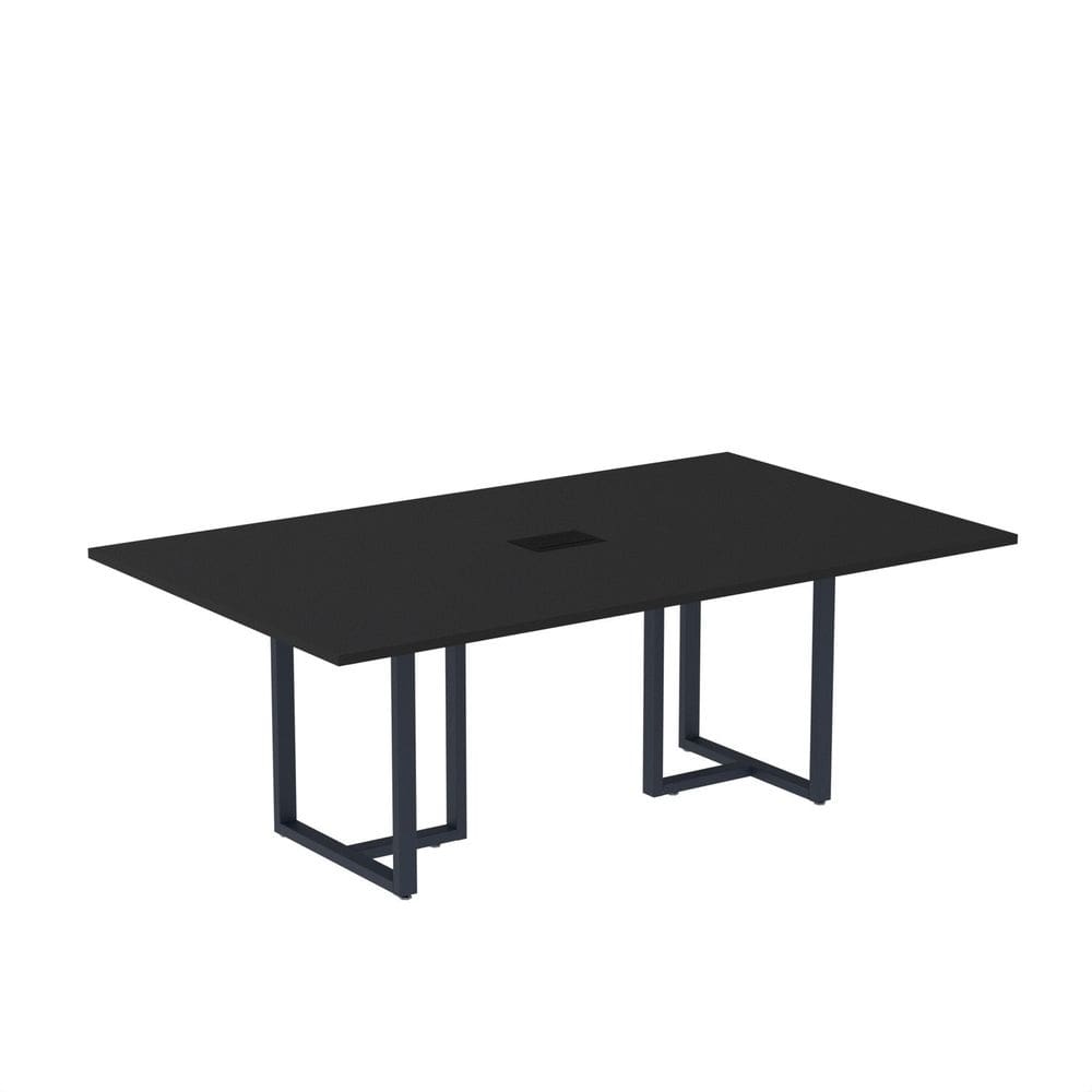 Mesa de Reunião Retangular com Power Box 200x90cm Mr2000p25tub Preto/Azul Delrei