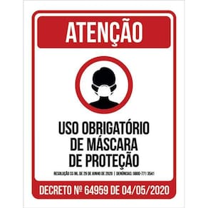 Kit 3 Placa Obrigatório Máscara Proteção 36X46