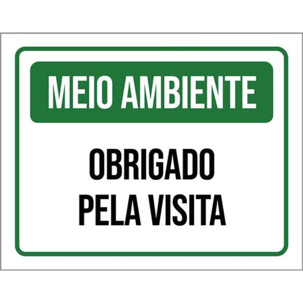 Placa Meio Ambiente Obrigado Pela Visita Verde 36X46