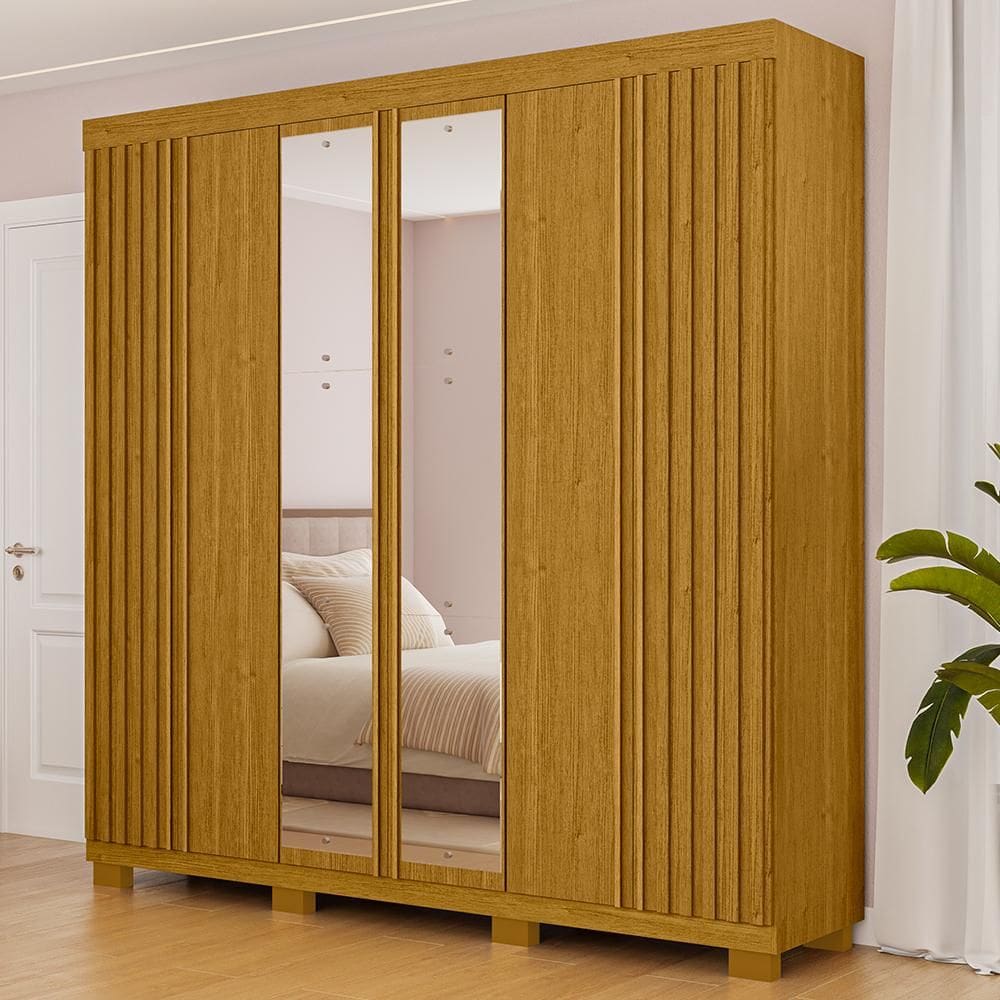 Guarda-Roupa Casal Suíça Com Espelho 6 Portas Linhamobília