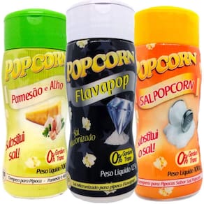 Combo 3 Temperos Pipoca Popcorn Sabores Parmesão E Alho,