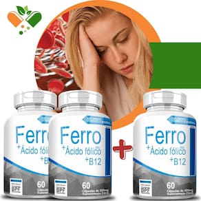 Ferro - B9 - B12 Compre 2 Leve 3 60 Cápsulas