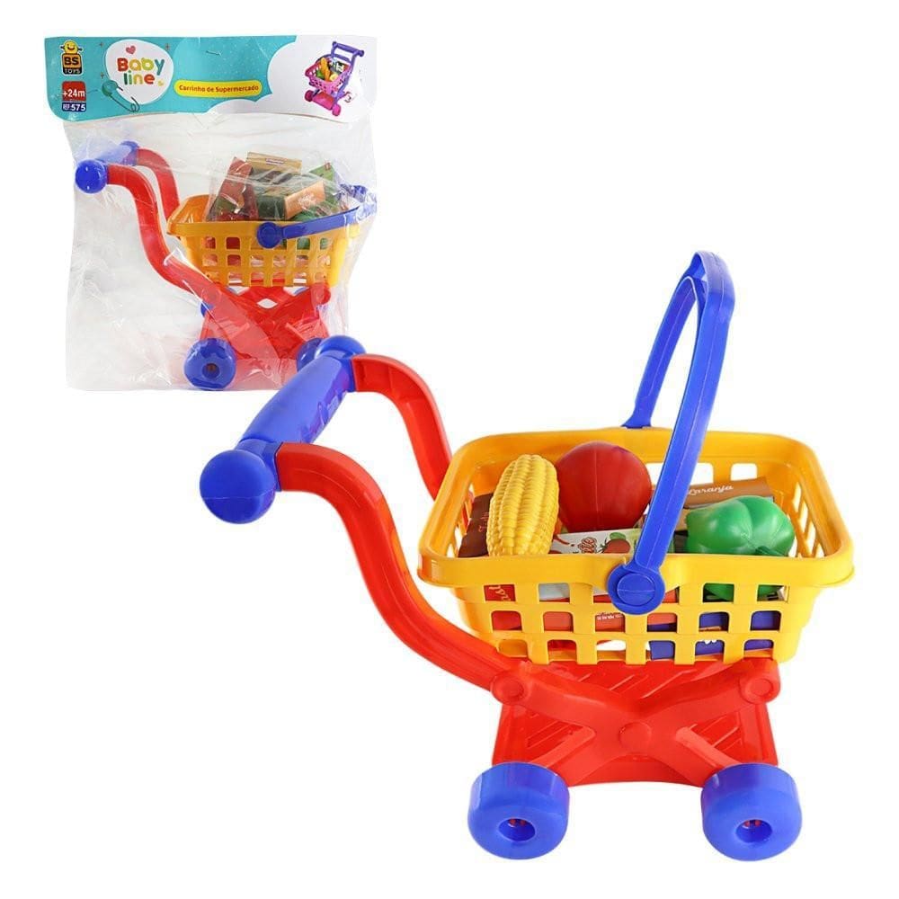 Carrinho Supermercado Brinquedo Cesta Removível E Acessórios