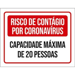 Kit 3 Placas Risco Contágio 20 Pessoas 36X46