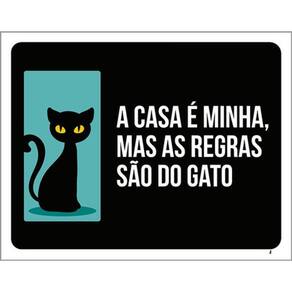 Kit 10 Placas Casa Minha Regras Gatos 36X46