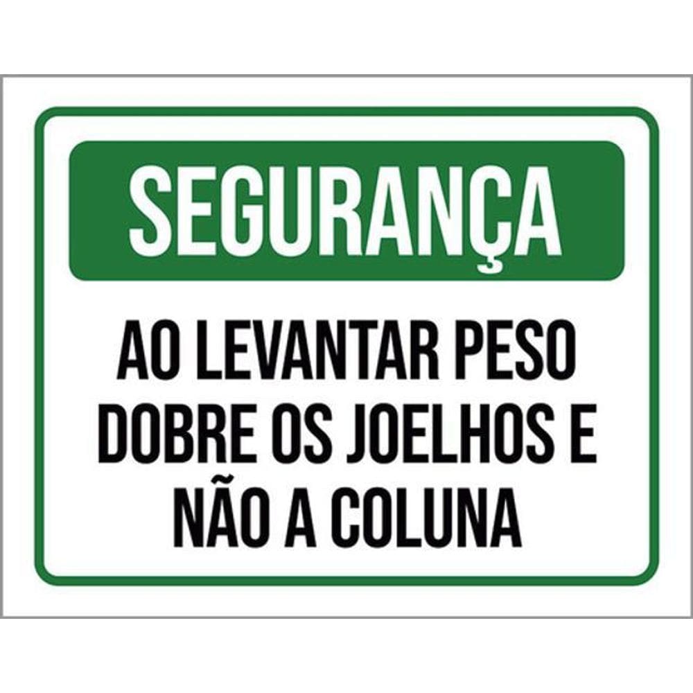 Kit 3 Placas Segurança Levantar Peso Dobre Joelhos 36X46