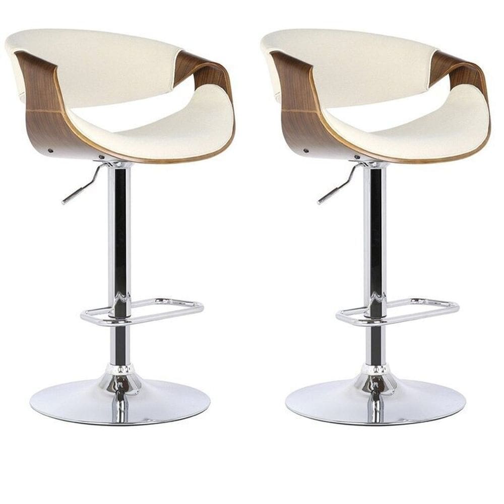 Kit com 2 Banquetas Base Disco Nicole Creme