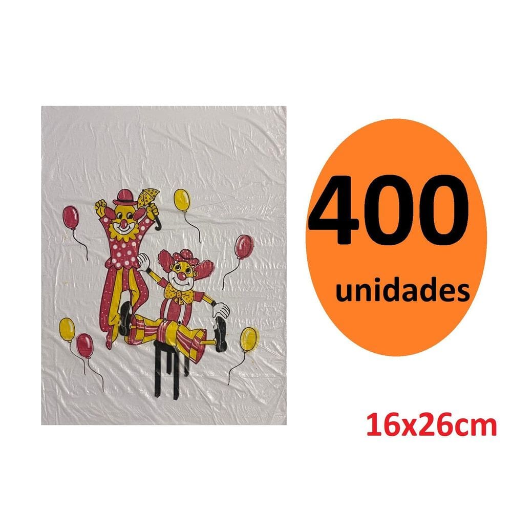Kit 400 Sacos De Plástico Palhaços Dia Das Crianças 16X26