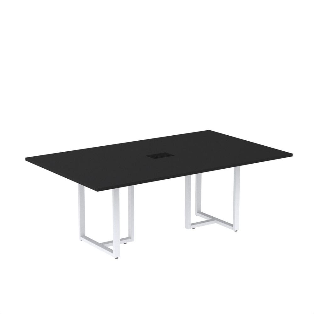 Mesa de Reunião Retangular com Power Box 200x90cm Mr2000p25tub Preto/Branco