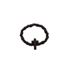 Pulseira Madeira Com Cruz - Marrom