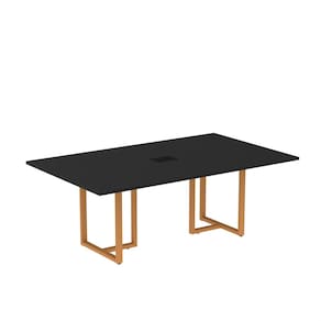 Mesa de Reunião Retangular com Power Box 200x90cm Mr2000p25tub Preto/Laranja