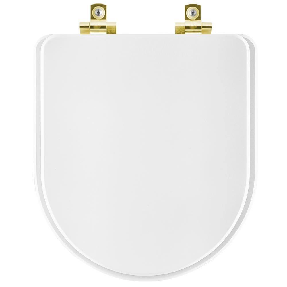 Assento Sanitário com Fechamento Lento Meridian Branco para vaso Roca com Ferragem Dourada