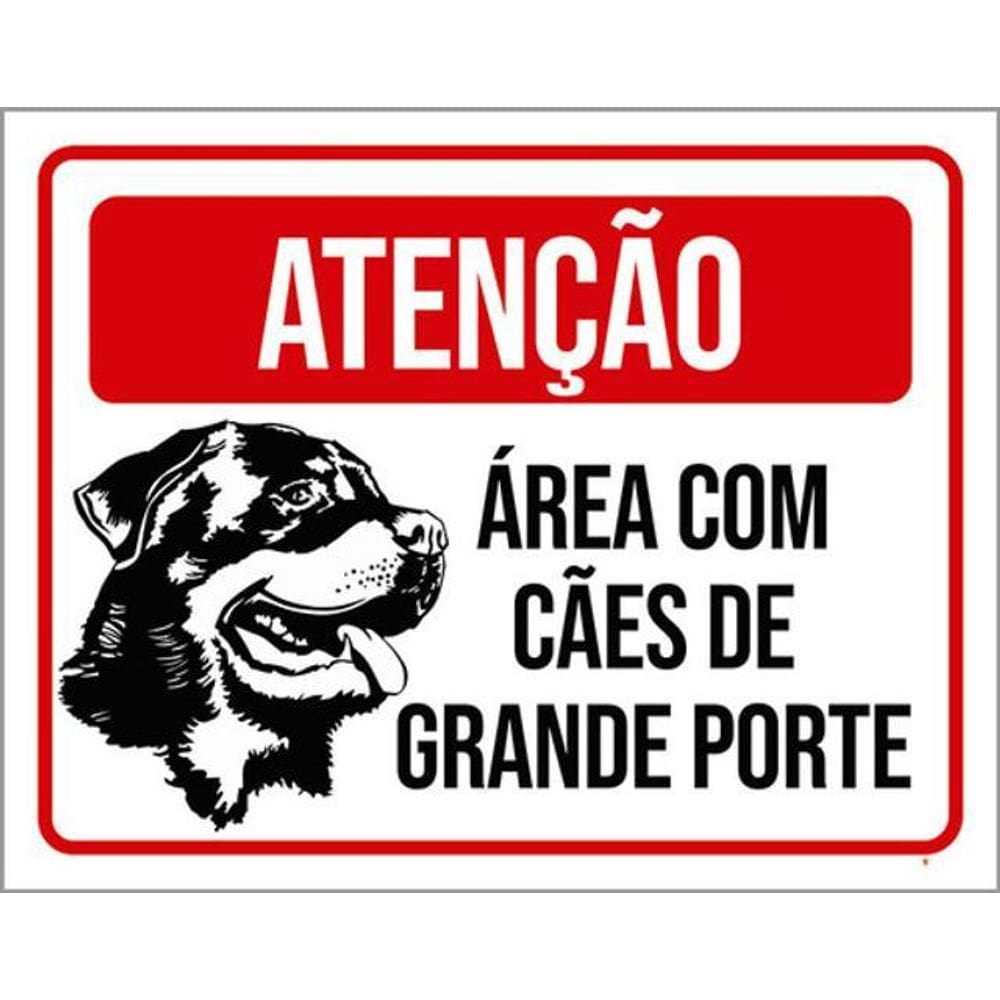 Kit 3 Placas Atenção Área Com Cães Grande Porte 36X46