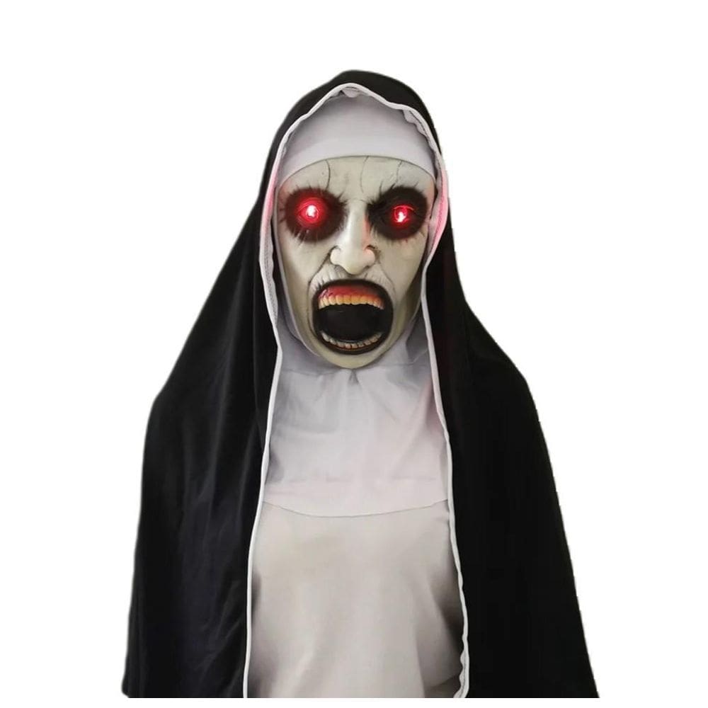 Mascara Filme A Freira Com Led Latex Com Tecido - Valak