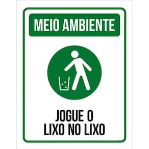 Kit 3 Placas Meio Ambiente Jogue Lixo No Lixo 36X46