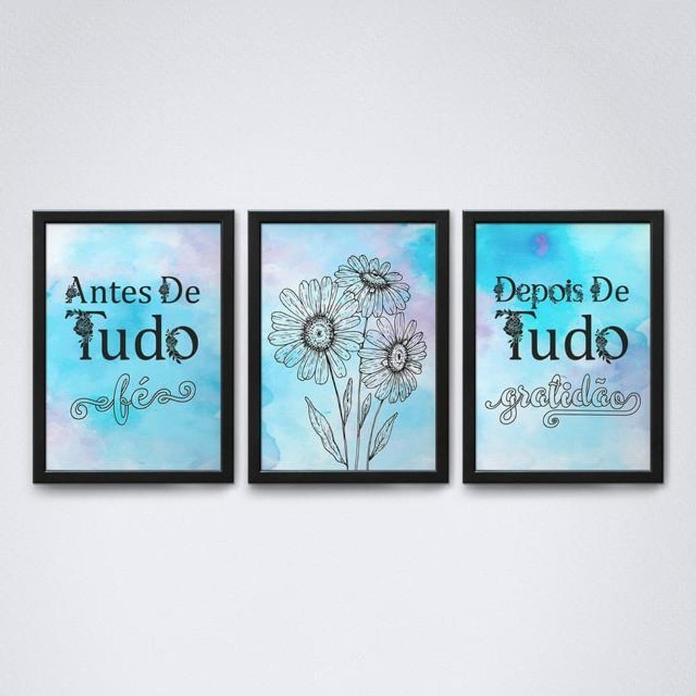 Quadro Decorativo Fé e Gratidão Tons V4 A4 20x30cm