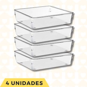 4 Peça Organizador Multiuso Porta Utensilios Quadrado Grande