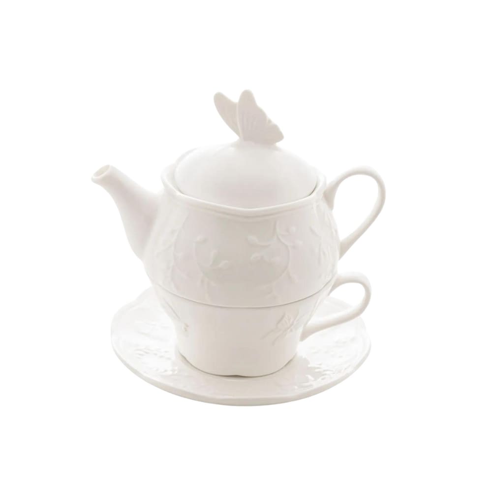 Conjunto Para Chá Em Porcelana Butterfly Flower Com 3 Peças Lyor