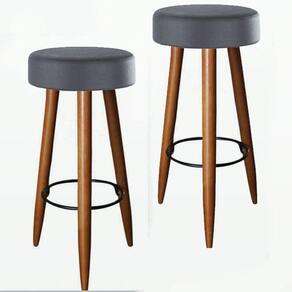 Banqueta Astra 70cm - Pés Palito - Suede - 2 Unidades