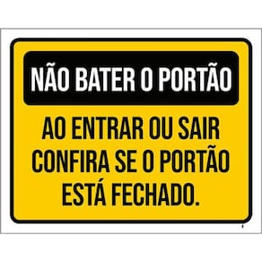 Kit 3 Placas Não Bater Portão Fechado 36X46