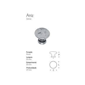 Puxador Aniz acetinado 33mm - Furação Ponto 27mm