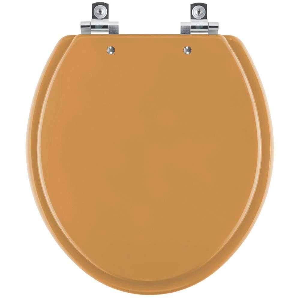 Assento Sanitário Soft Close Convencional Oval Amarelo Terra para vaso Celite