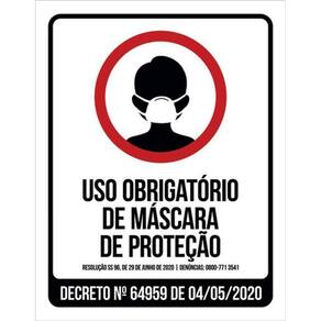 Kit 3 Placas Uso Obrigatório De Máscara De Proteção 36X46