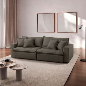 Sofá Cama Jupiter 3 Lugares Retrátil Reclinável 2,30m Linho com Molas Ensacadas Grafite
