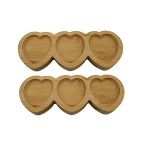 Kit 2 Petisqueiras Corações Bambu 25Cm Class Home