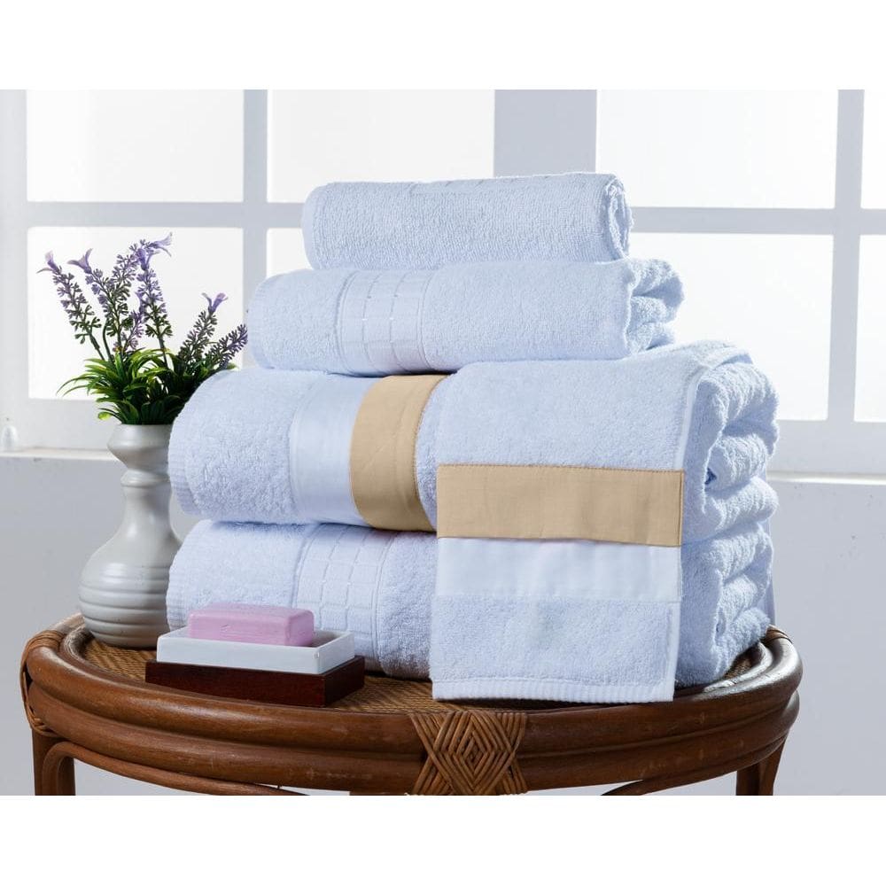 Jogo Banho Laisa 5Pçs Egípcio 100% Algodão Branco/Dourado