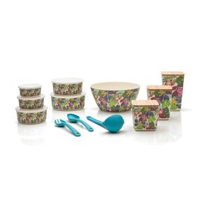 Kit De Potes Saladeira Servidor De Salada Fibra De Bambu