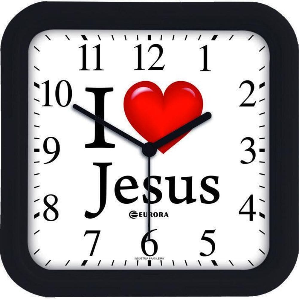 Relógio De Parede Preto Eurora Amo Jesus 6592