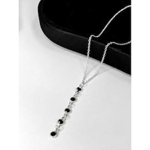Colar Choker Elo Brilho Cristas Preto Prata 2g - Rayie Acess
