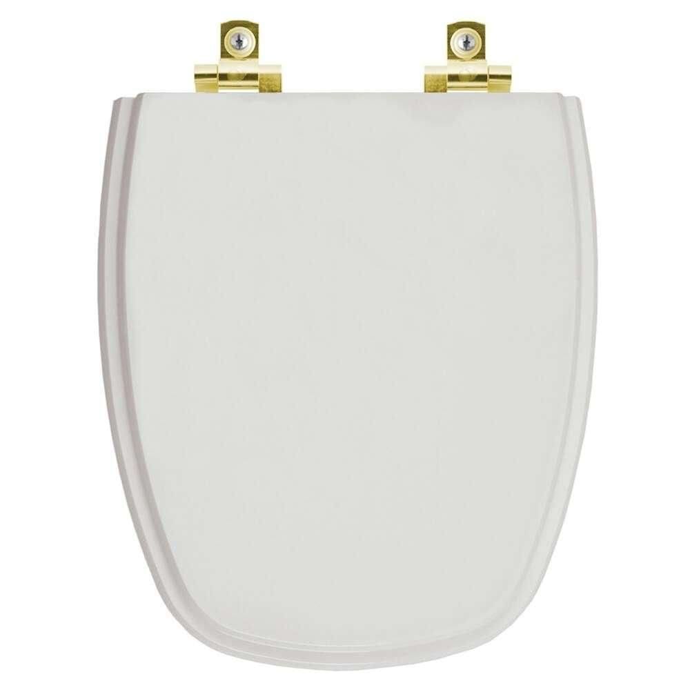 Assento Sanitário Soft Close Monte Carlo Cinza Real para vaso Deca com Ferragem Dourada