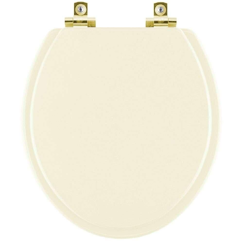 Assento Sanitário com Fechamento Lento Convencional Oval Bege Claro com Ferragem Dourada