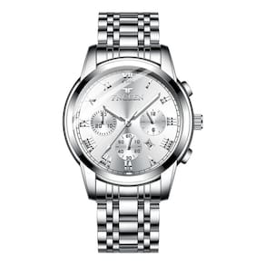 Relógio Glow-in-the-Dark Calendar s Steel Strap Men