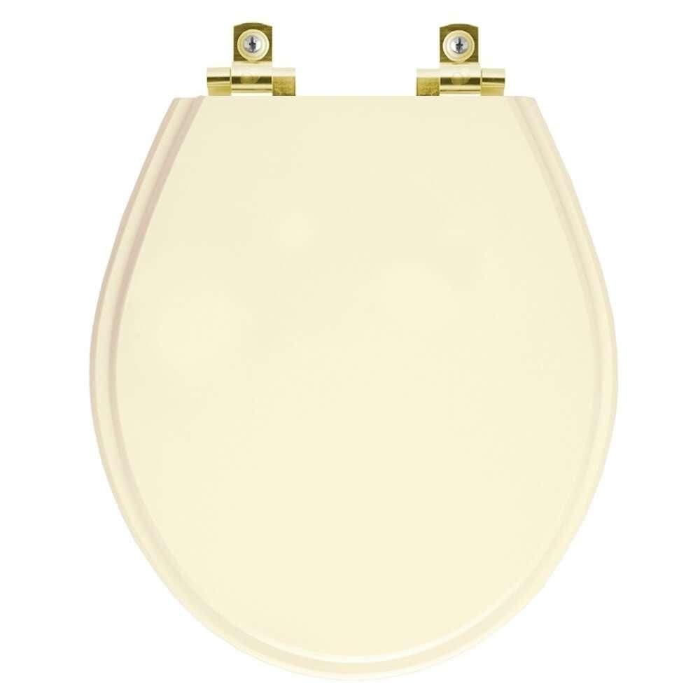 Assento Sanitário Soft Close Ravena Creme para vaso Deca com Ferragem Dourada