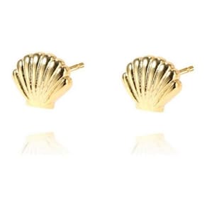 Brinco Concha Mar Moda Praia Folheado Ouro 18K - Dourado