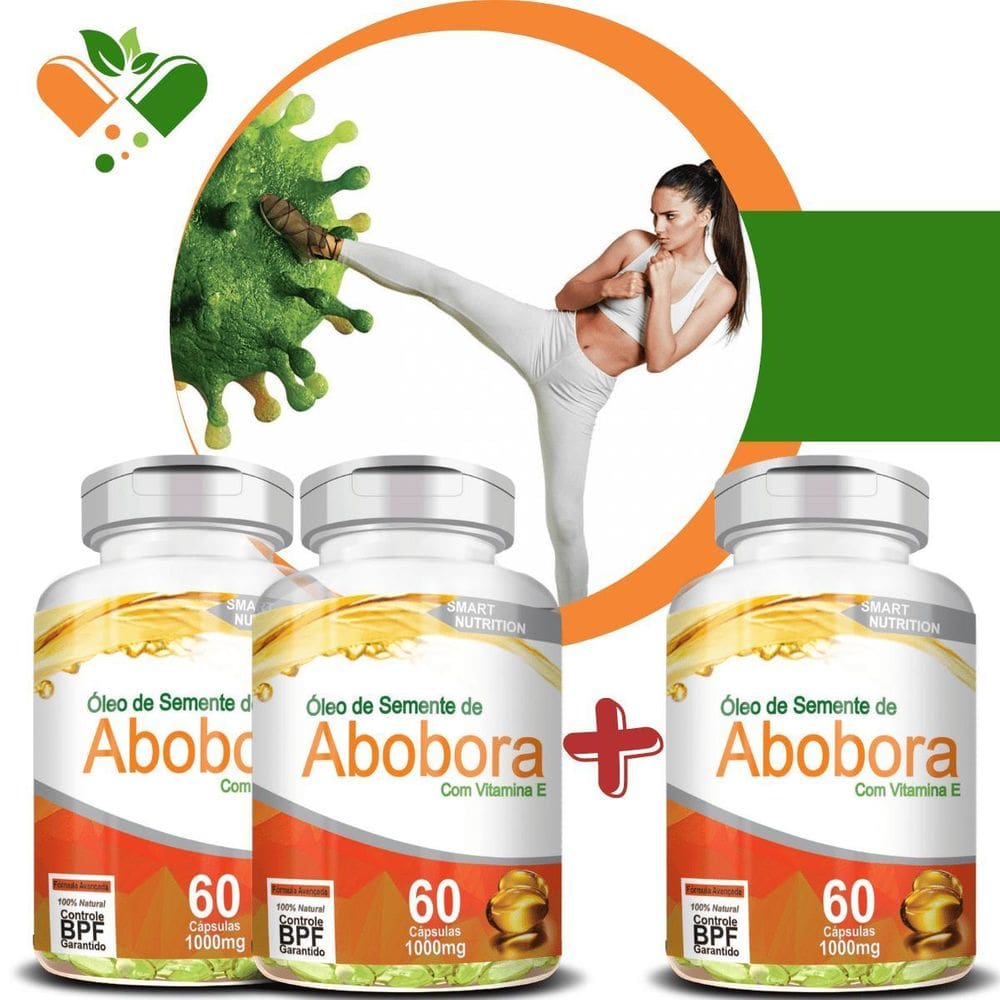 Kit 3 Potes Semente De Abóbora 1000Mg 60 Cápsulas