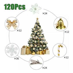 Enfeites de árvore de Natal 120 peças de plástico PVC
