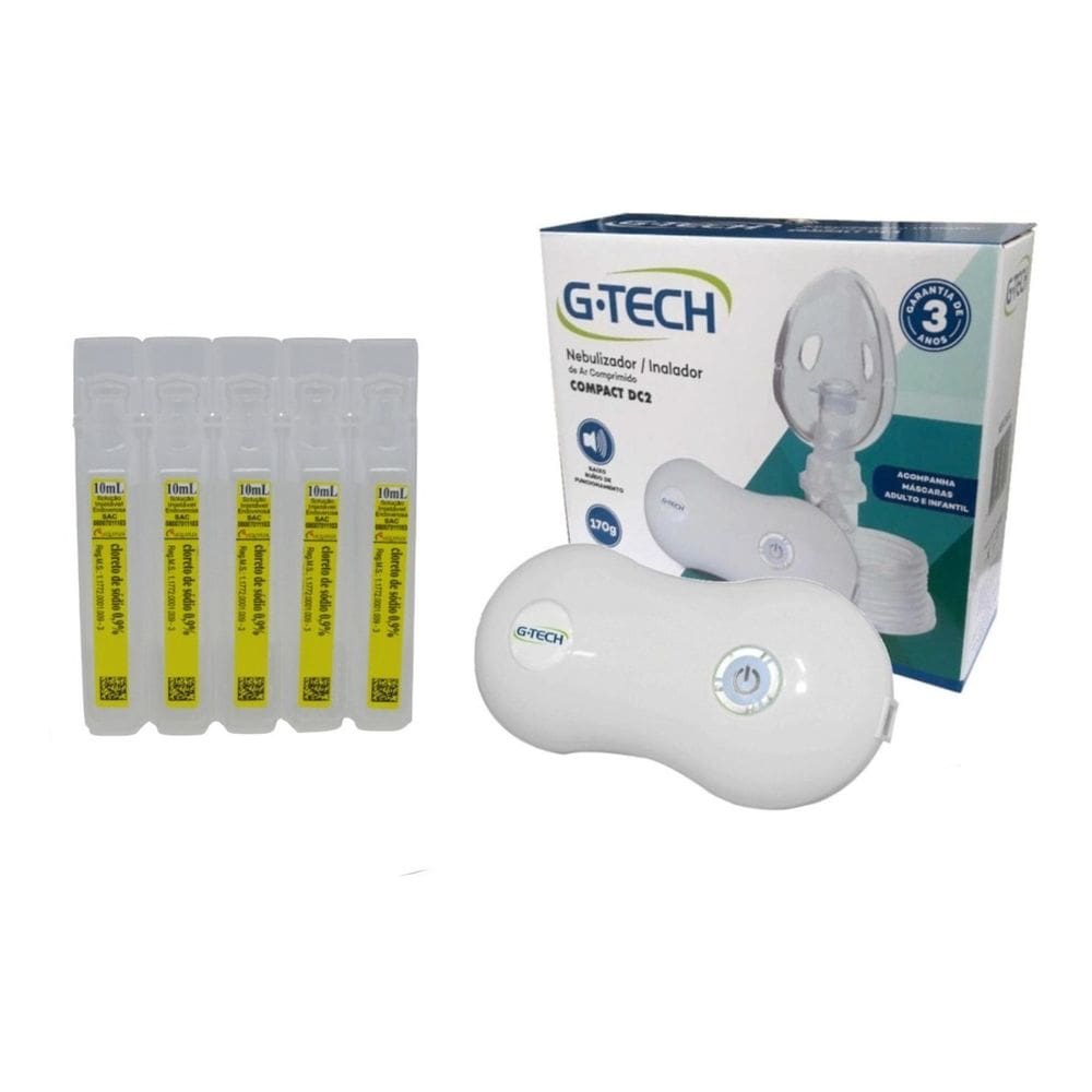 Aparelho Portátil Inalador Nebulizador Compressor Ultrassônico Bivolt Silencioso Infantil E Adulto + Soro Fisiológico