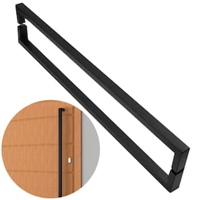 Puxador De Porta U Luxo 1 Metro Madeira Vidro Aço Inox Preto Fosco Brinovar