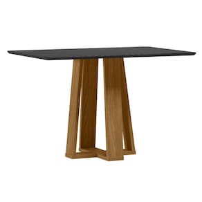 Mesa de Jantar Rubi 120x80 cm com Vidro Ype Damasco Preto - New Ceval